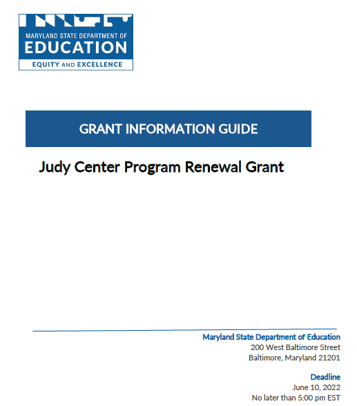 Judy Center Renewal Grant Guide