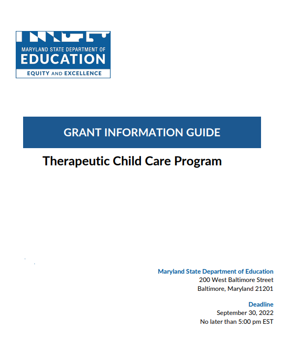 Therapeutic Child Care Program Grant Guide cover